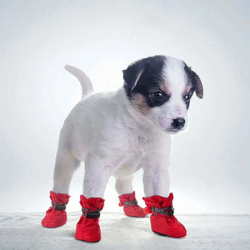 Waterproof Anti-slip Dog Boots Warm Pet Rain Snow Shoes Adjustable Puppy Paw Protector Booties For Small Dogs Cats Outdoor Use