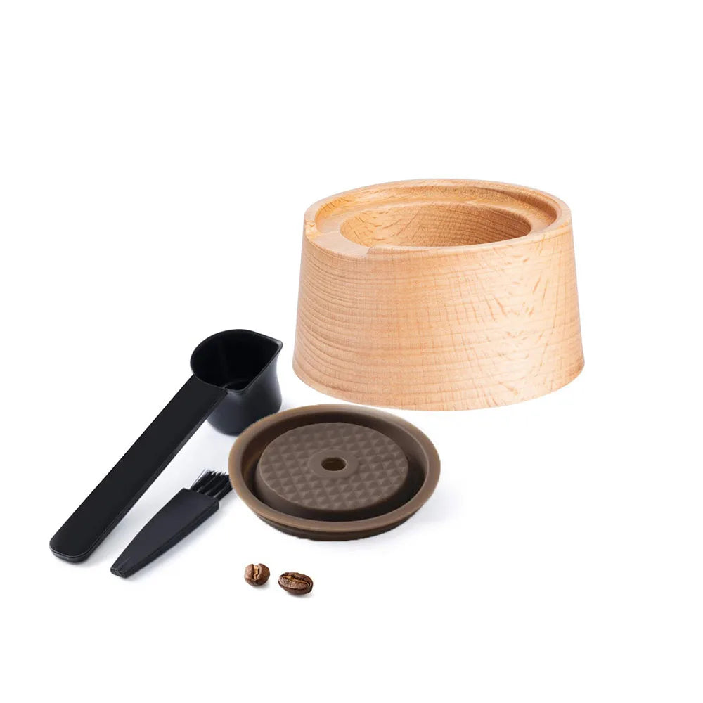 Reusable Silicone Cover Aluminum Foil Seal Lid Kit Wooden Capsule Filling Holder For Nespresso VertuoLine Pods Coffee Accessorie