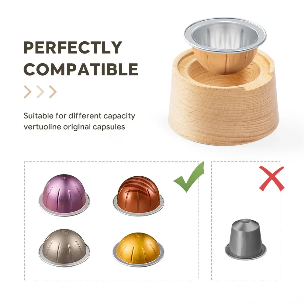 Reusable Silicone Cover Aluminum Foil Seal Lid Kit Wooden Capsule Filling Holder For Nespresso VertuoLine Pods Coffee Accessorie