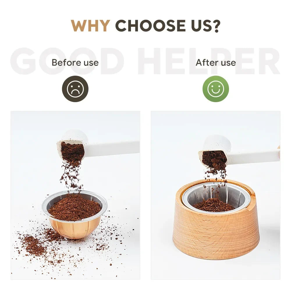 Reusable Silicone Cover Aluminum Foil Seal Lid Kit Wooden Capsule Filling Holder For Nespresso VertuoLine Pods Coffee Accessorie